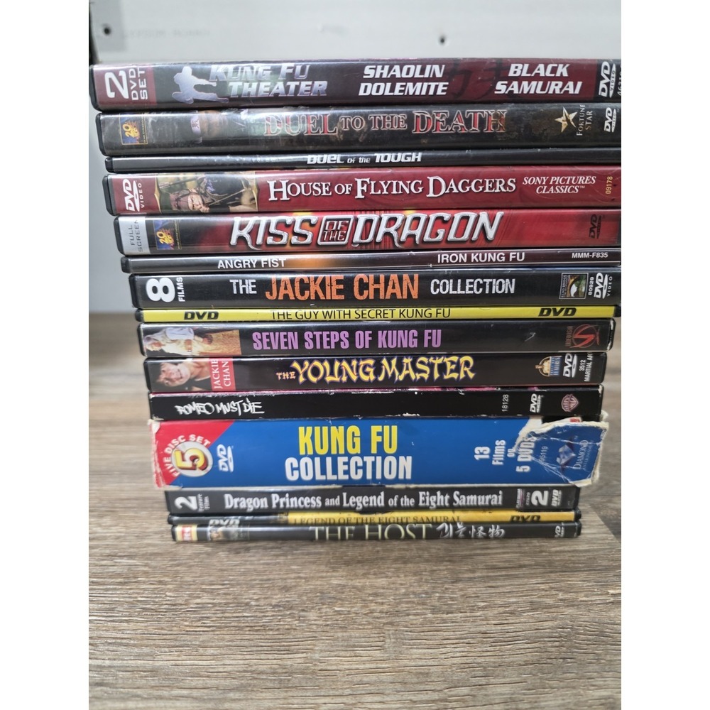 Lot 15 DVDs Jackie Chan Bruce Lee Etc. Martial Arts Fung Fu DVD Movies Bundle